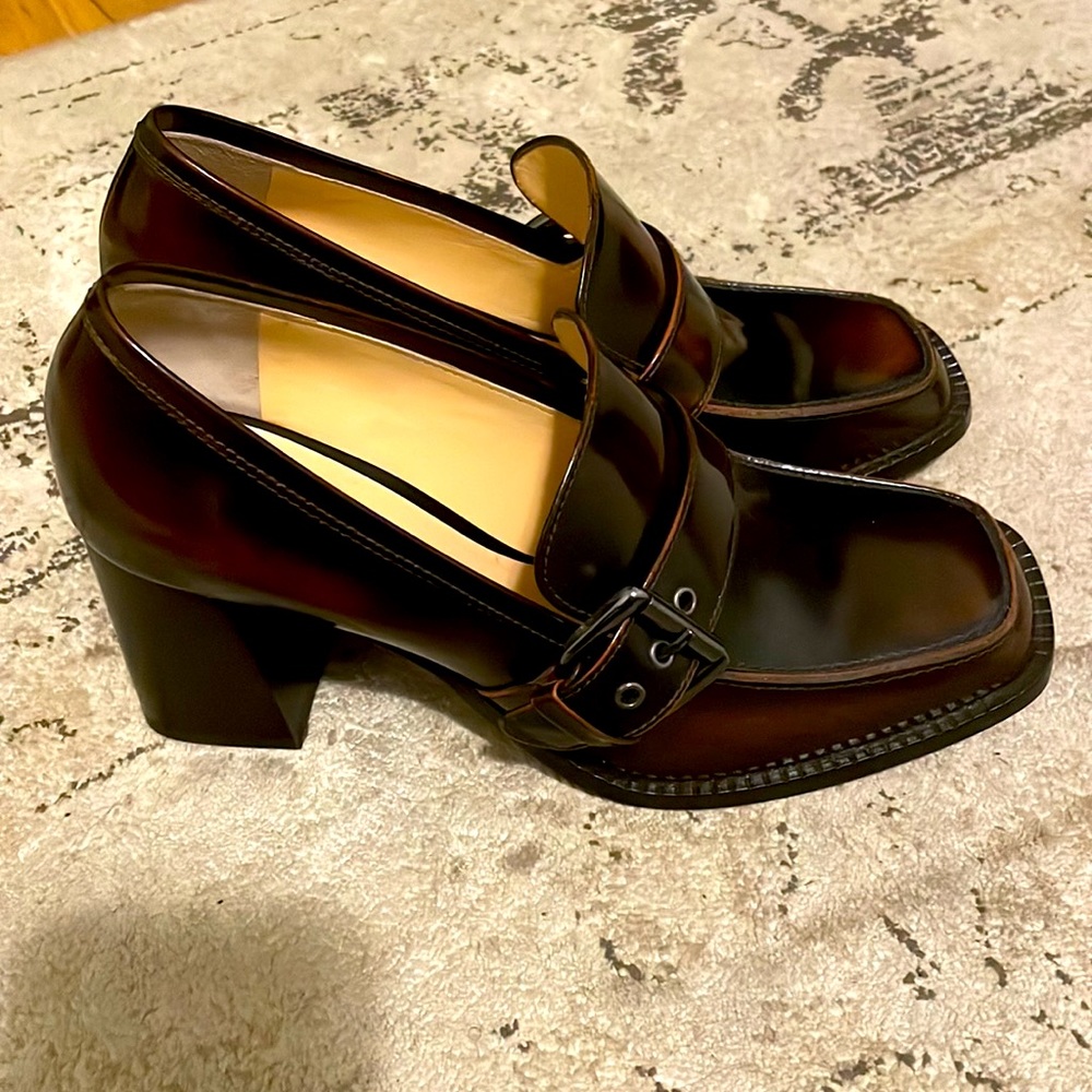 Square toe Chunky heel M Gemi Black Brown loafers